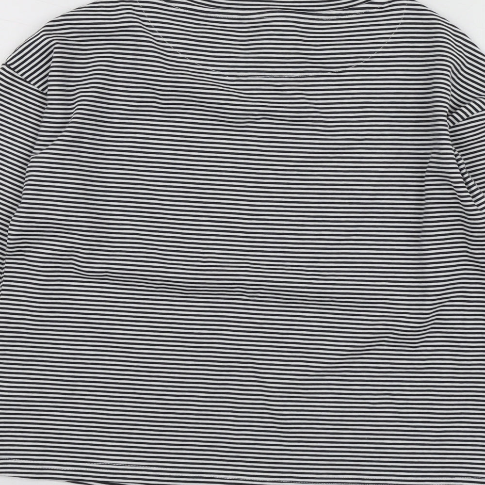 NEXT Girls Blue Striped Cotton Basic T-Shirt Size 7 Years Round Neck