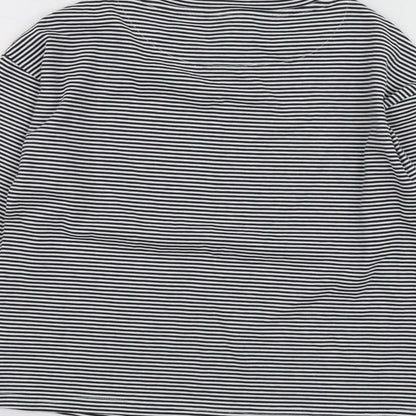NEXT Girls Blue Striped Cotton Basic T-Shirt Size 7 Years Round Neck