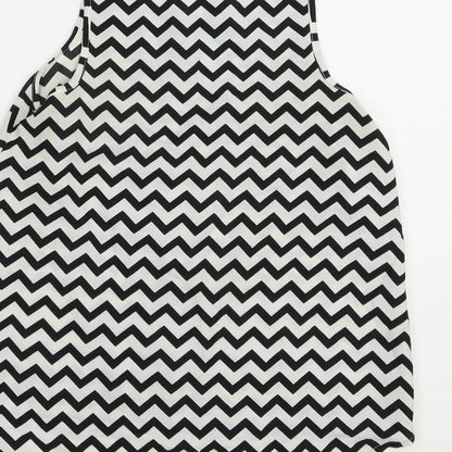 Atmosphere Womens White Striped Polyester Basic Tank Size 8 Round Neck