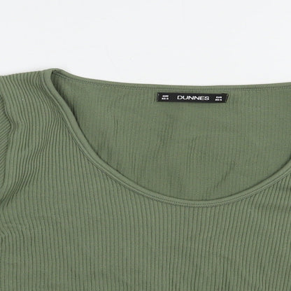 Dunnes Stores Womens Green  Nylon Cropped T-Shirt Size XS Scoop Neck Pullover