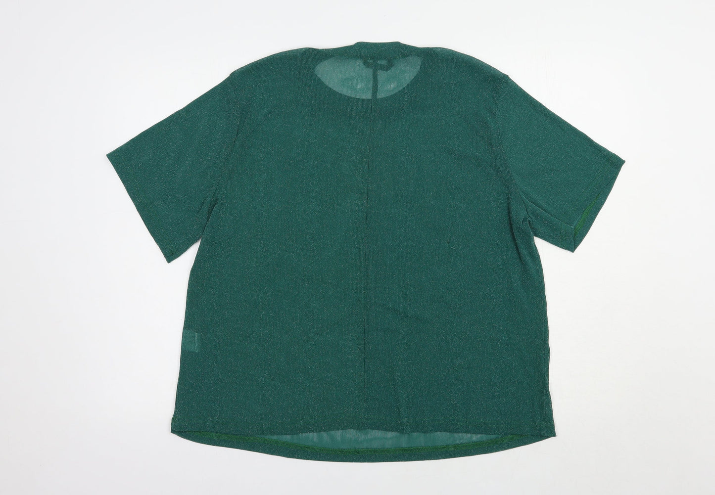 SheIn Womens Green  Nylon Basic Blouse Size 2XL Crew Neck