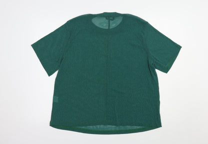SheIn Womens Green  Nylon Basic Blouse Size 2XL Crew Neck
