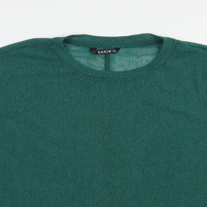 SheIn Womens Green  Nylon Basic Blouse Size 2XL Crew Neck