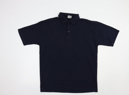 Uneek Mens Blue  Cotton  Polo Size XL Collared Button