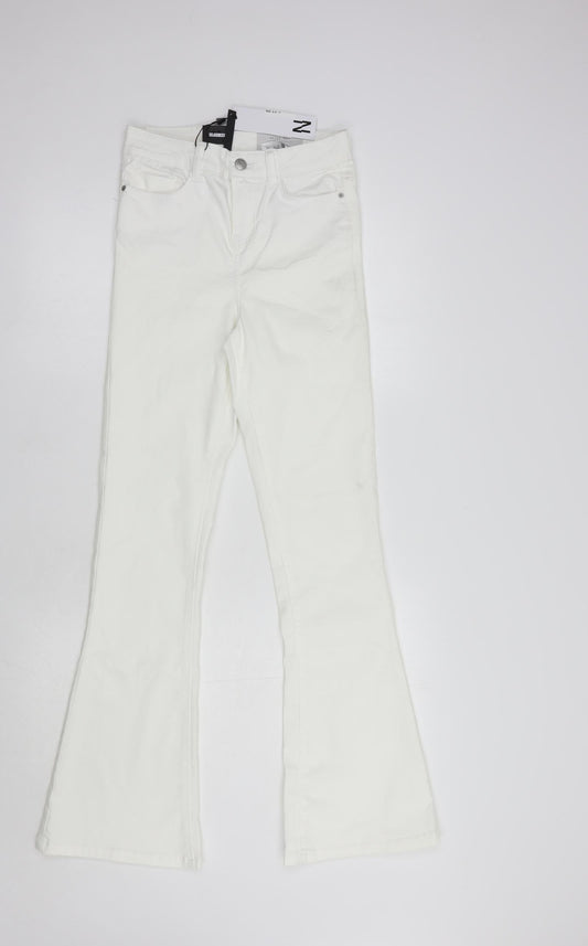 Noisy may Womens White  Cotton Flared Jeans Size 25 in L30 in Regular Button