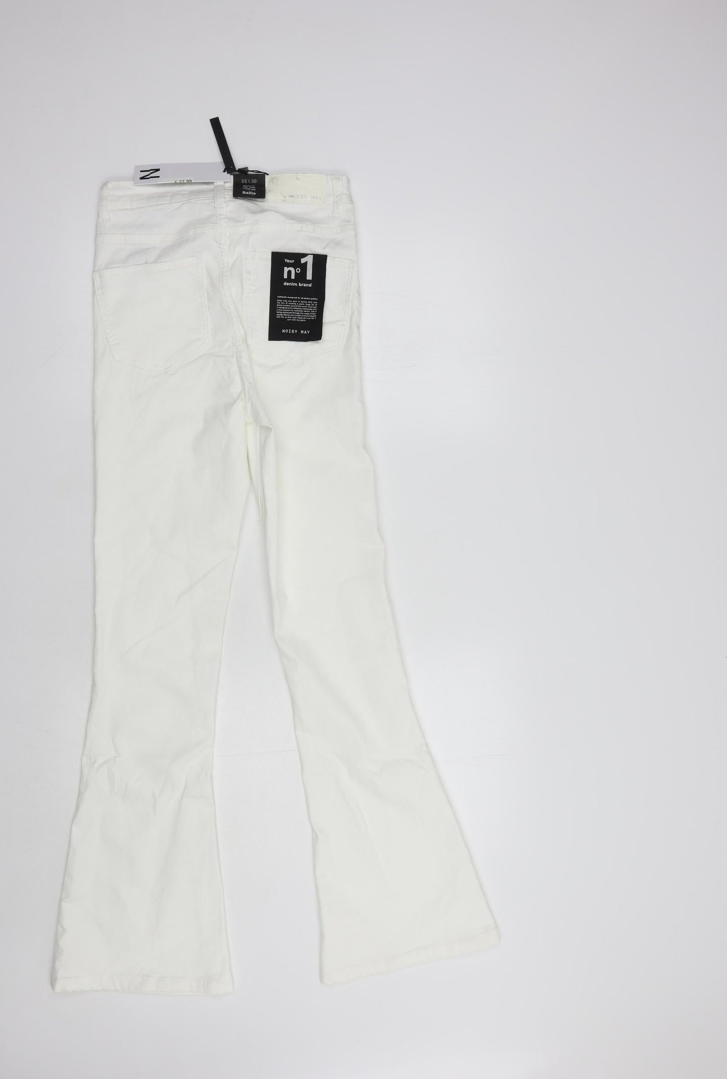 Noisy may Womens White  Cotton Flared Jeans Size 25 in L30 in Regular Button