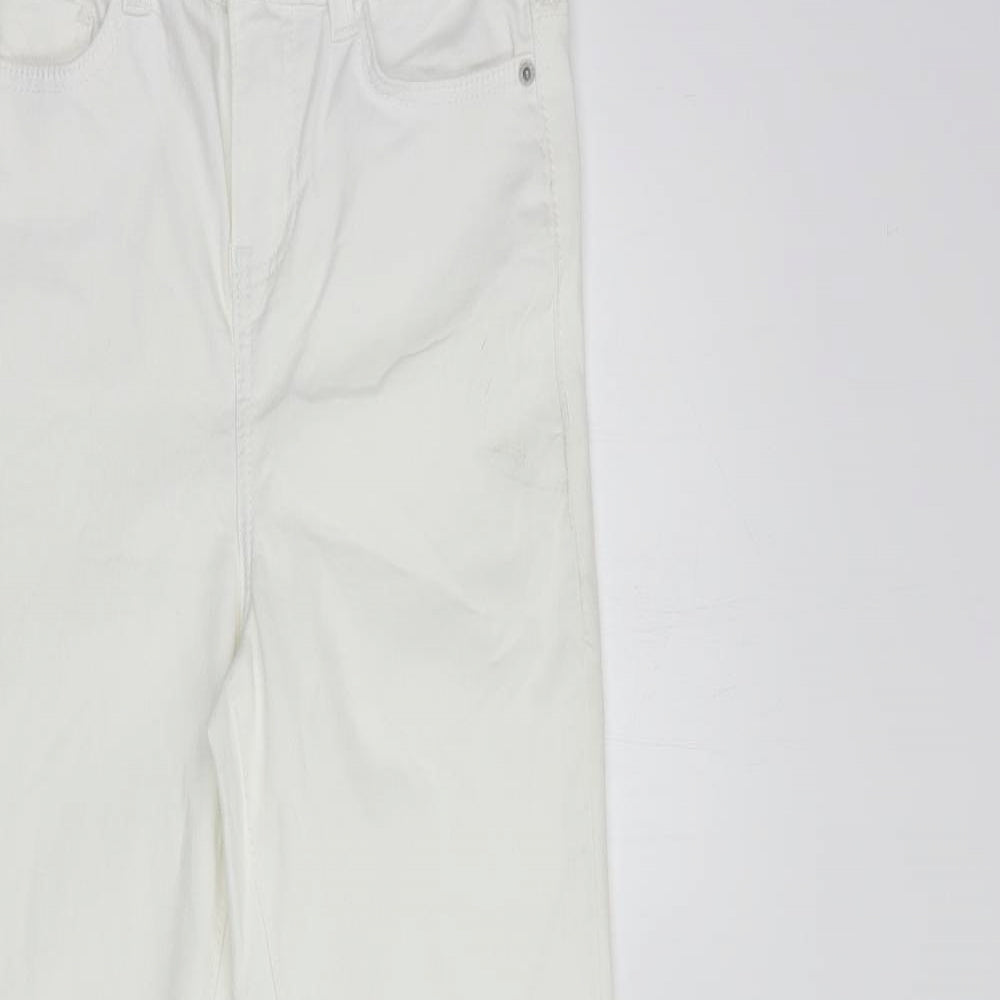 Noisy may Womens White  Cotton Flared Jeans Size 25 in L30 in Regular Button
