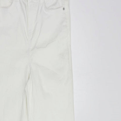 Noisy may Womens White  Cotton Flared Jeans Size 25 in L30 in Regular Button