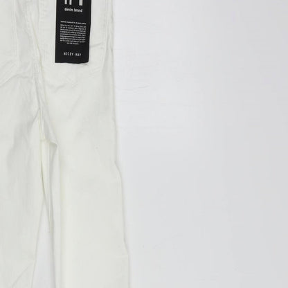 Noisy may Womens White  Cotton Flared Jeans Size 25 in L30 in Regular Button