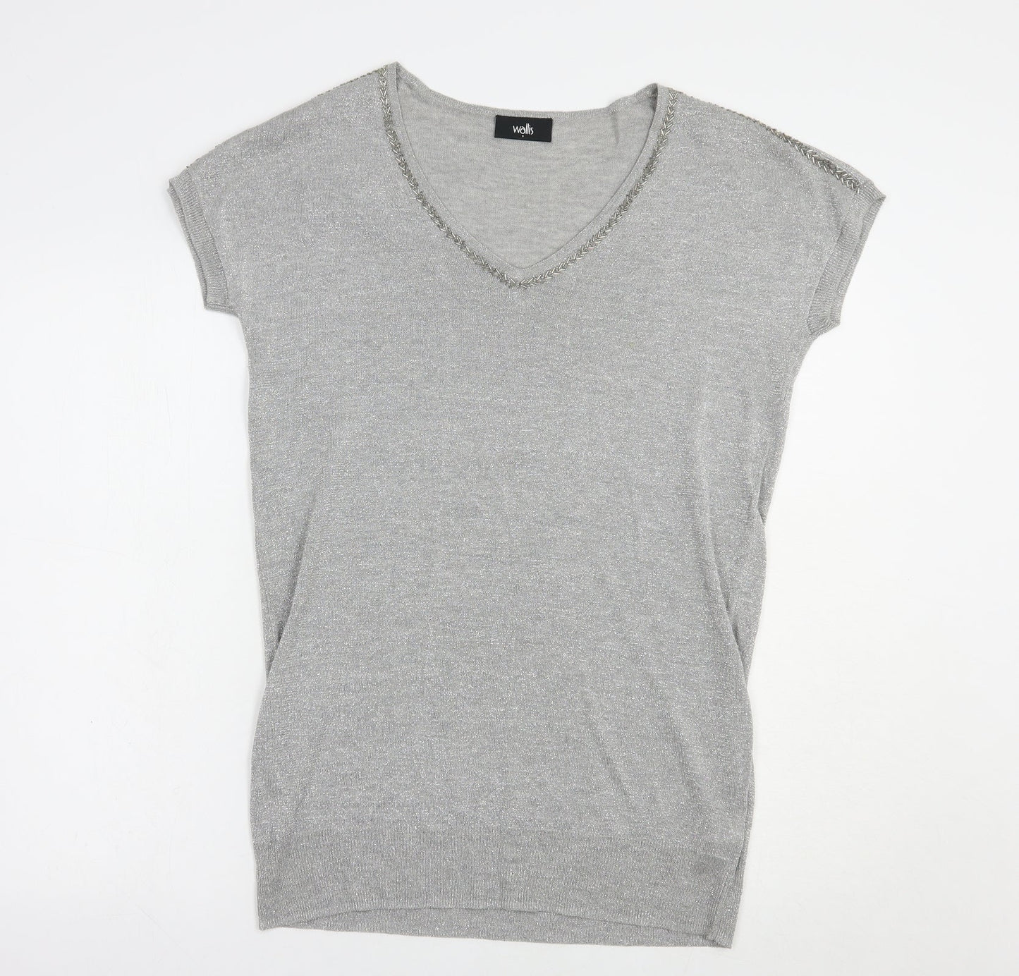 Womens UK Size S Wallis Silver Tunic Blouse