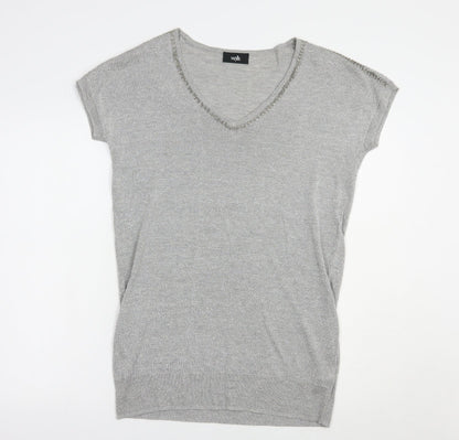 Womens UK Size S Wallis Silver Tunic Blouse