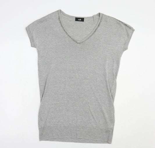 Womens UK Size S Wallis Silver Tunic Blouse