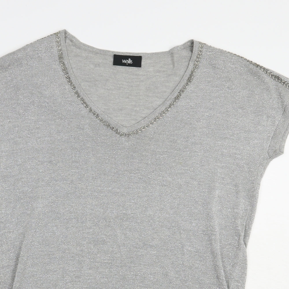 Womens UK Size S Wallis Silver Tunic Blouse