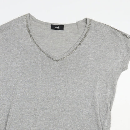 Womens UK Size S Wallis Silver Tunic Blouse