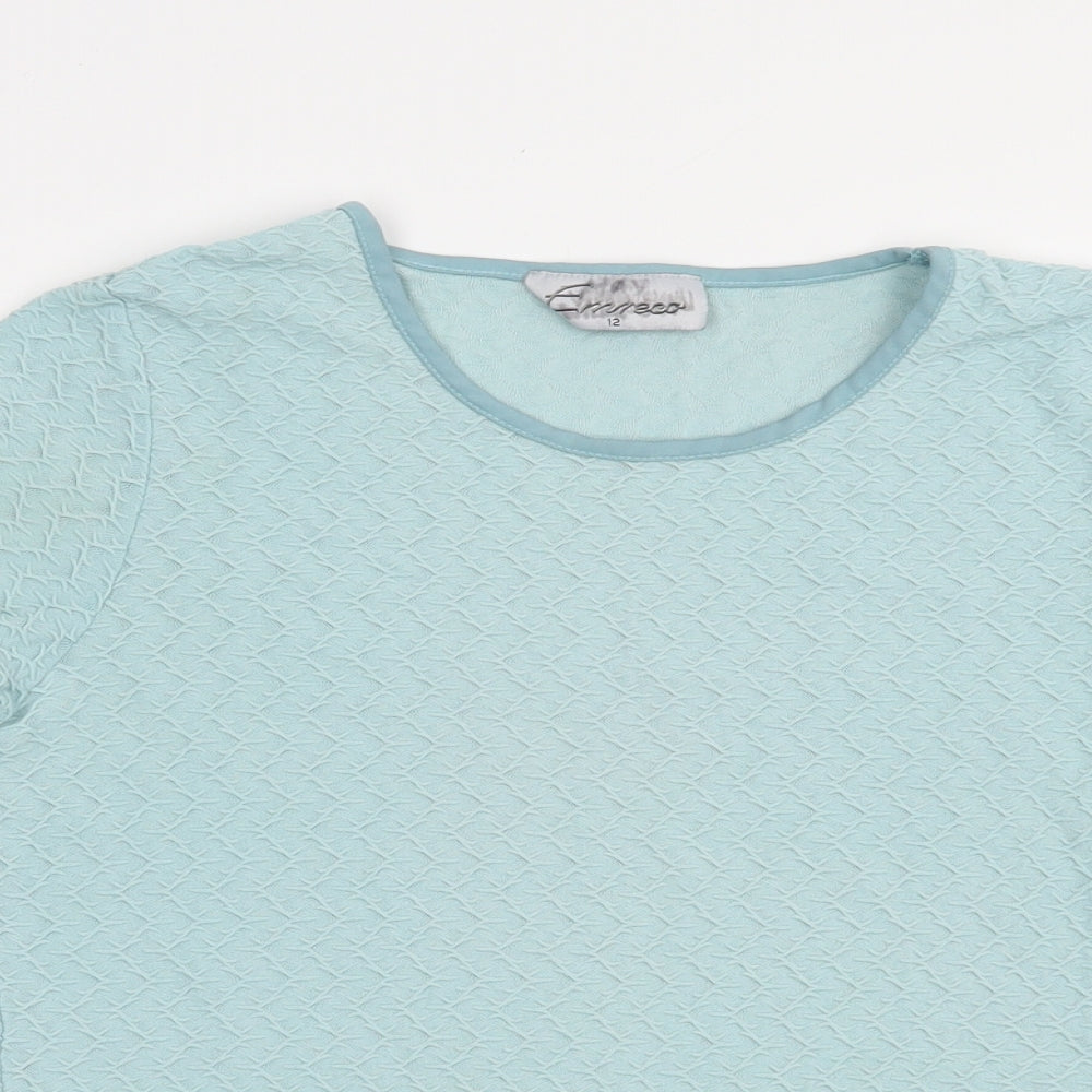 Womens UK Size 12 Emreco Blue Basic T-Shirt