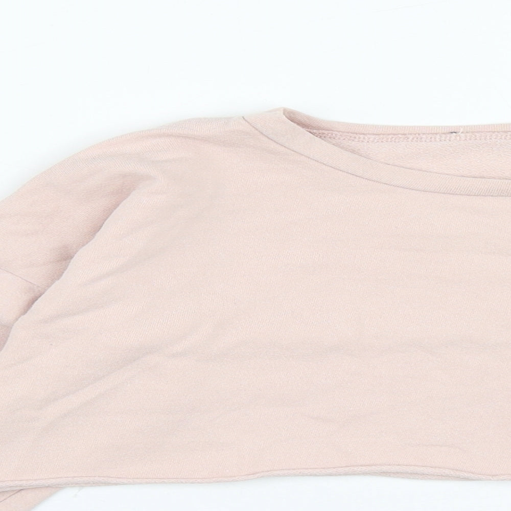 PRETTYLITTLETHING Womens Pink  Cotton Pullover Sweatshirt Size 10   - Cropped