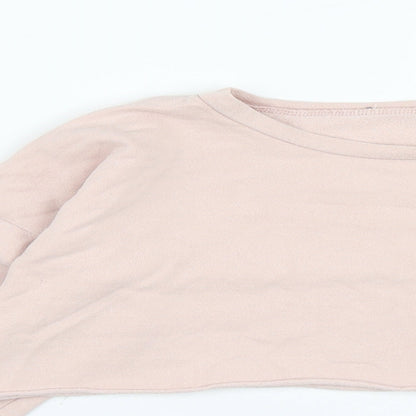 PRETTYLITTLETHING Womens Pink  Cotton Pullover Sweatshirt Size 10   - Cropped