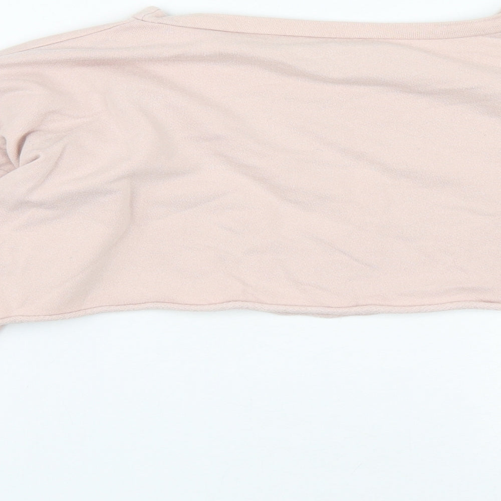 PRETTYLITTLETHING Womens Pink  Cotton Pullover Sweatshirt Size 10   - Cropped