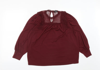 Womens UK Size 12 Kaleidoscope Red Basic Blouse