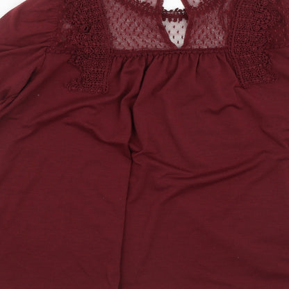 Womens UK Size 12 Kaleidoscope Red Basic Blouse