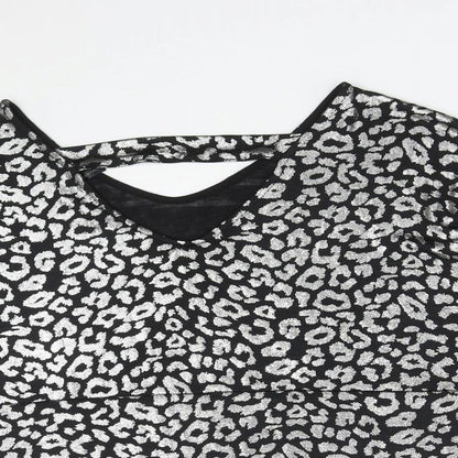 Anthology Womens Silver Geometric Polyester Basic Blouse Size 10 V-Neck