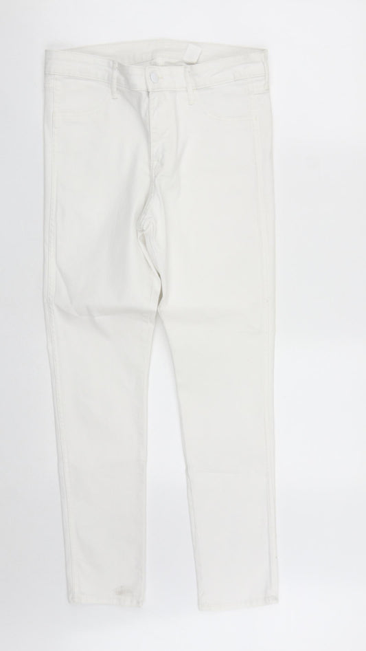 Womens UK Size 30 in H&M Regular Fit Skinny White Jeans