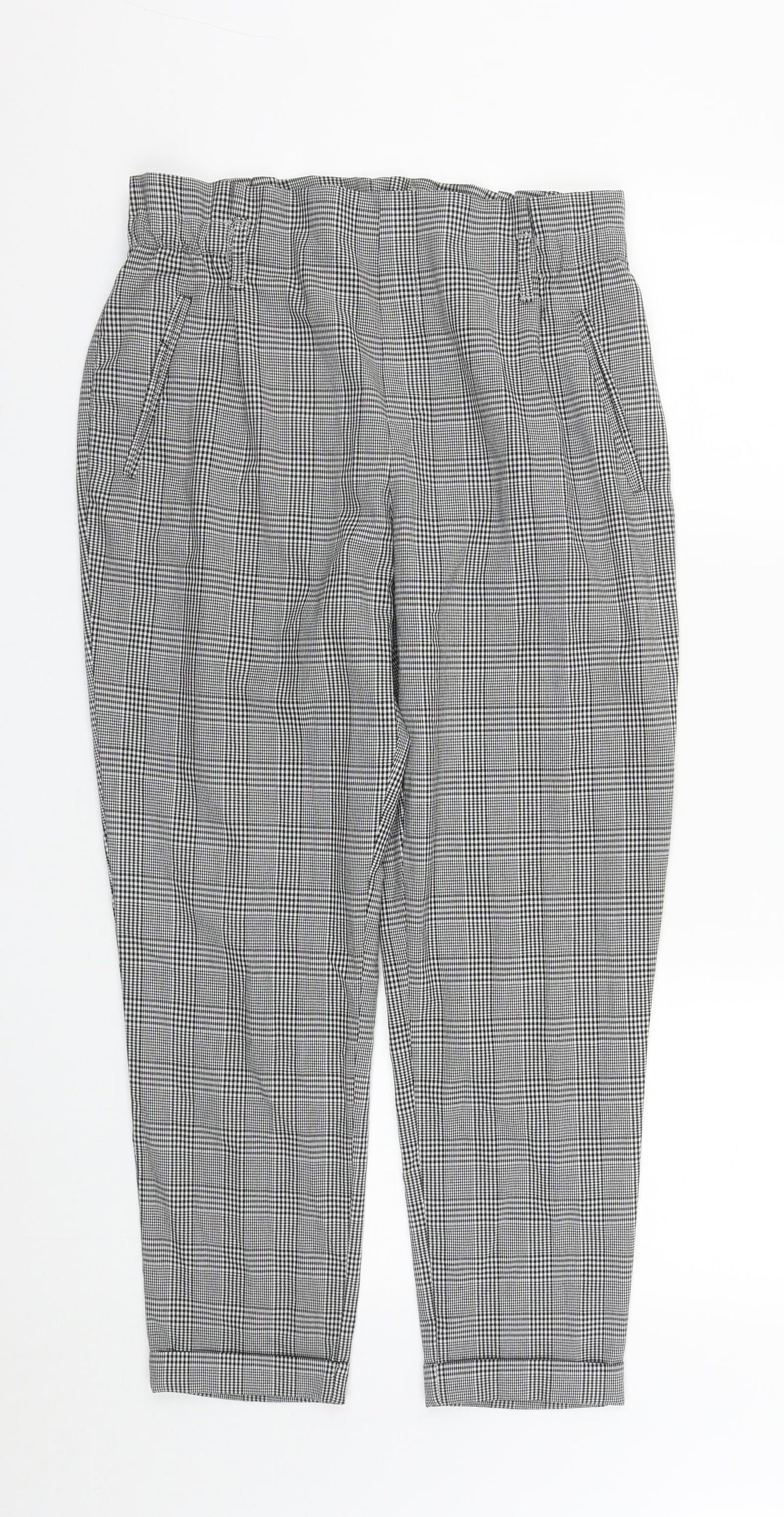 Womens UK Size M Zara Regular Fit Carrot Black Trousers