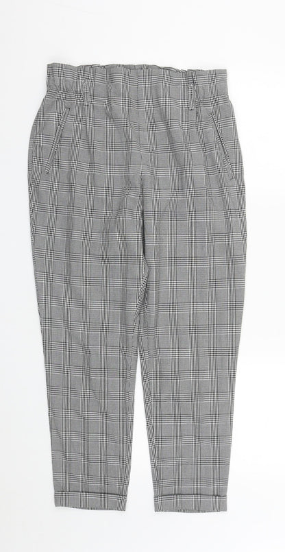Womens UK Size M Zara Regular Fit Carrot Black Trousers