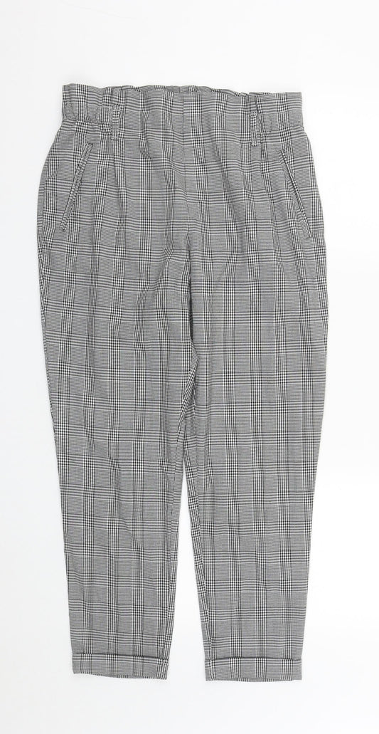 Womens UK Size M Zara Regular Fit Carrot Black Trousers