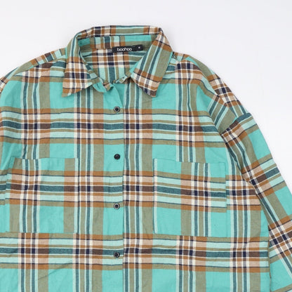 Mens UK Size M Boohoo Green  Button-Up Long Sleeve Casual Shirt