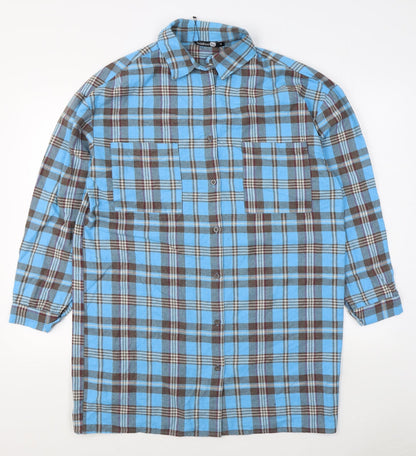 Mens UK Size M Boohoo Blue  Button-Up Long Sleeve Casual Shirt