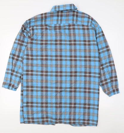 Mens UK Size M Boohoo Blue  Button-Up Long Sleeve Casual Shirt