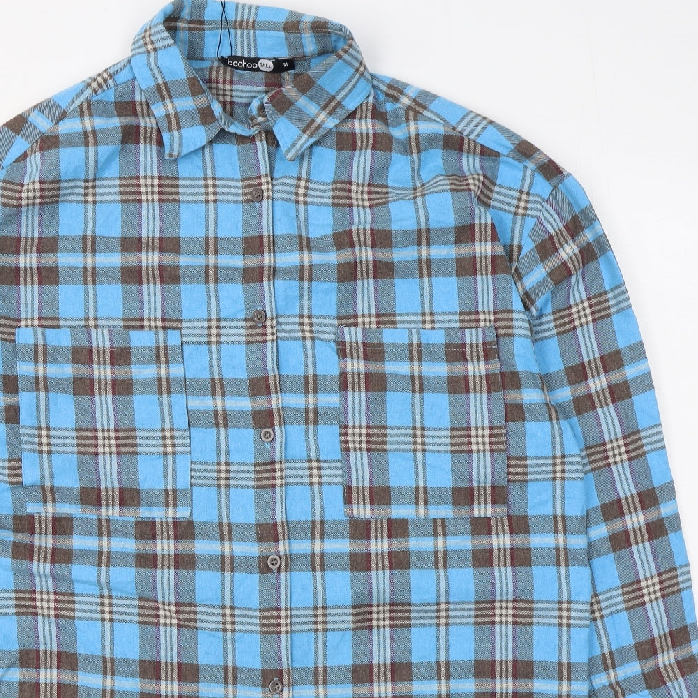 Mens UK Size M Boohoo Blue  Button-Up Long Sleeve Casual Shirt
