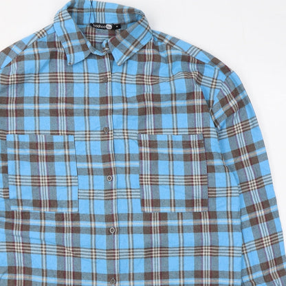 Mens UK Size M Boohoo Blue  Button-Up Long Sleeve Casual Shirt