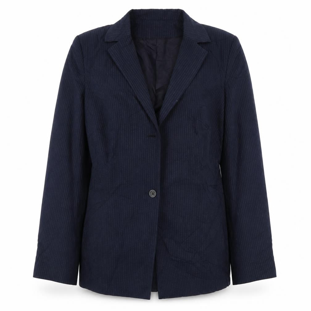 George Womens Blue Striped  Jacket Blazer Size 12  Button