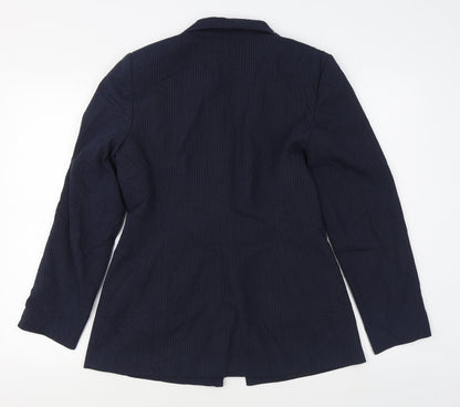George Womens Blue Striped  Jacket Blazer Size 12  Button