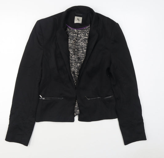 TU Womens Black   Jacket Blazer Size 10  Hook & Eye