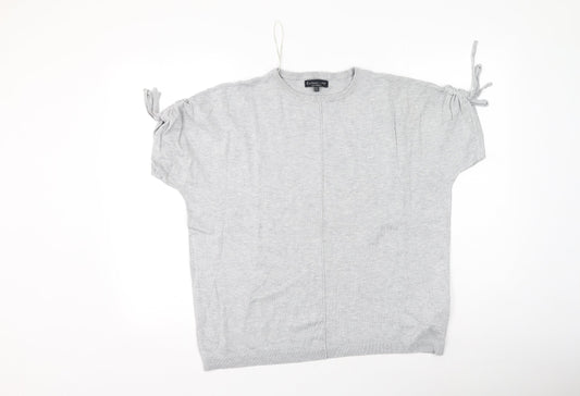 F&F Womens Grey  Viscose Basic T-Shirt Size 12 Round Neck