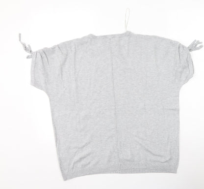 F&F Womens Grey  Viscose Basic T-Shirt Size 12 Round Neck