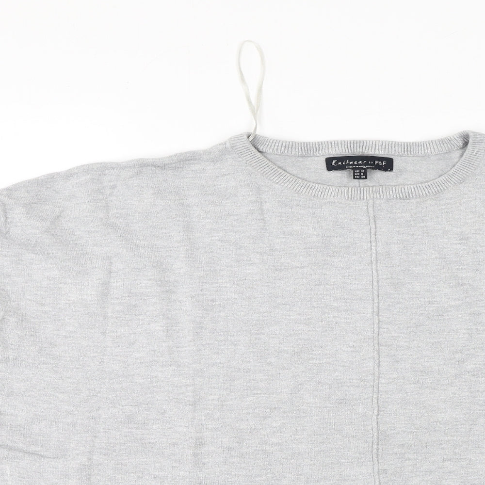 F&F Womens Grey  Viscose Basic T-Shirt Size 12 Round Neck