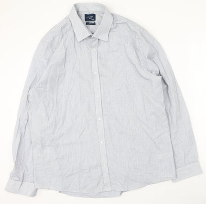 F&F Mens Blue  Polyester  Button-Up Size 44 Collared