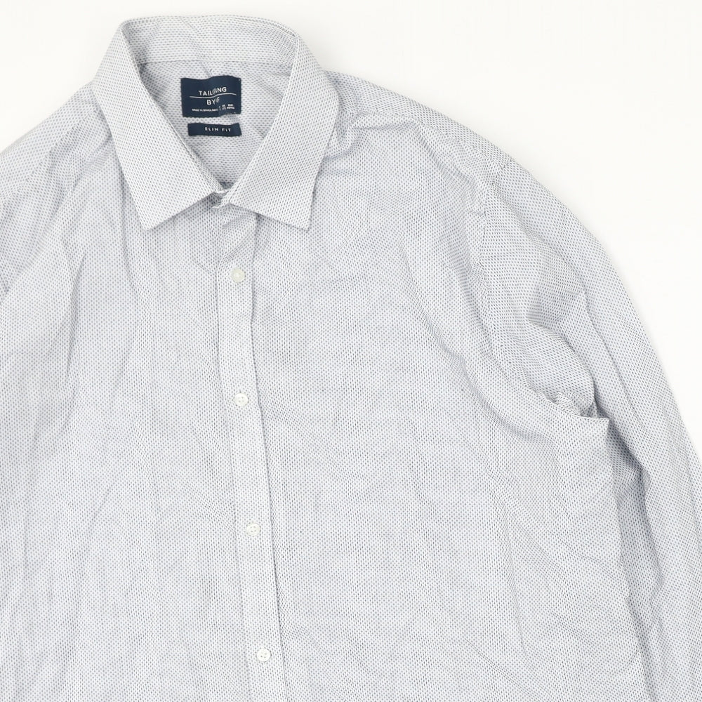 F&F Mens Blue  Polyester  Button-Up Size 44 Collared