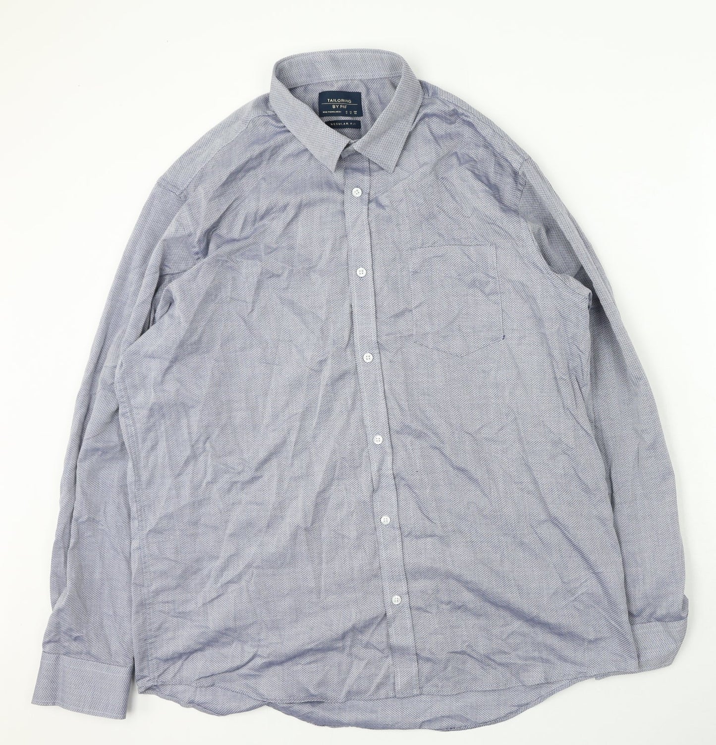 F&F Mens Blue  Polyester  Button-Up Size 43 Collared