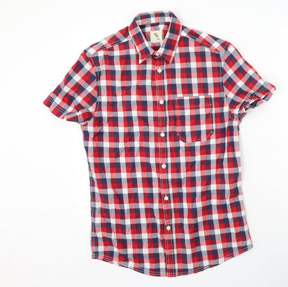 Mens UK Size XS Cedar Wood State Red  Button-Up Short Sleeve Casual Shirt