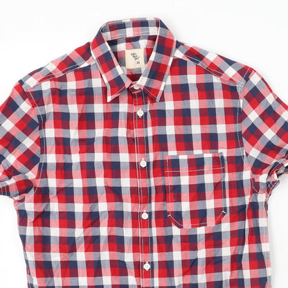 Mens UK Size XS Cedar Wood State Red  Button-Up Short Sleeve Casual Shirt