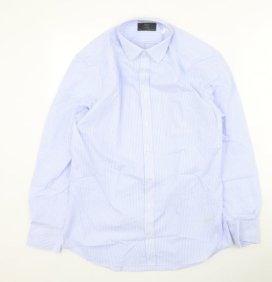 Mens UK Size 39 Marks and Spencer Blue  Button-Up Long Sleeve Casual Shirt