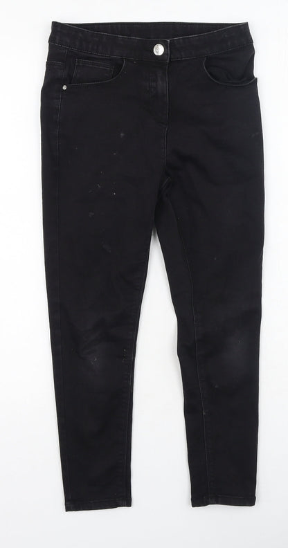 Preworn Girls Black  Cotton Skinny Jeans Size 10 Years  Regular