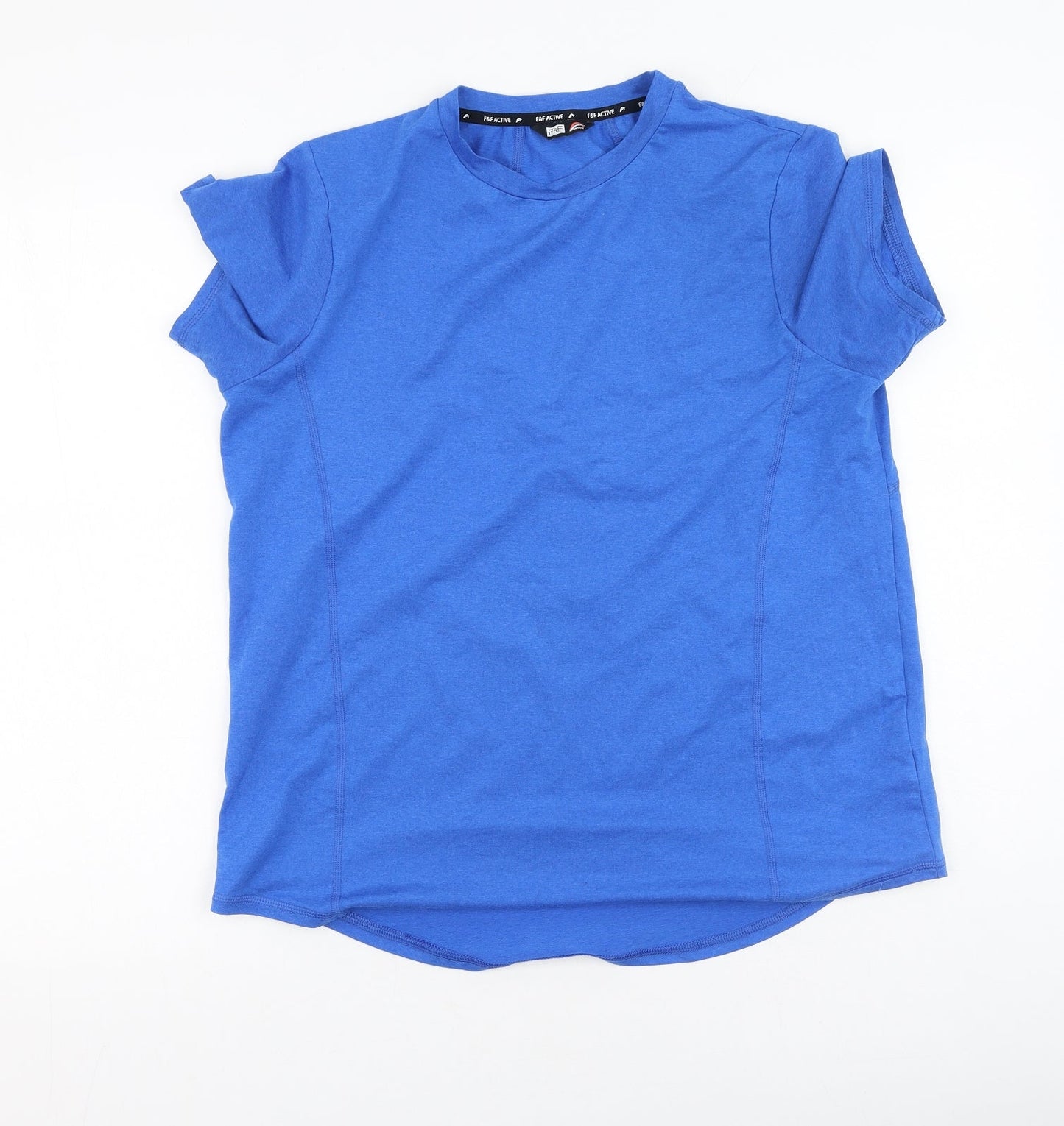 F&F Mens Blue  Polyester  T-Shirt  Round Neck
