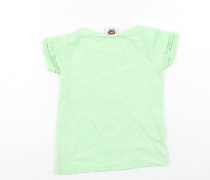 Traditional craftwear Girls Green  Cotton Basic Casual Size 5-6 Years Round Neck