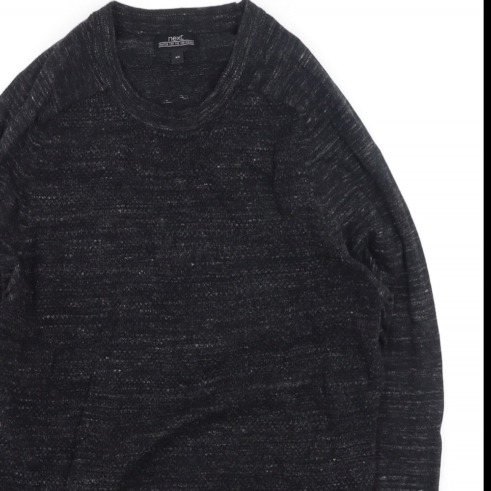 NEXT Mens Grey Round Neck  Cotton Pullover Jumper Size XS